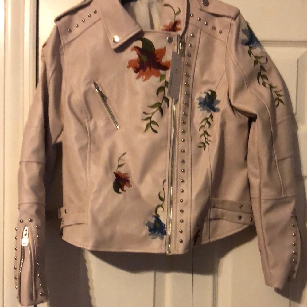 NWT Vegan floral studded jacket